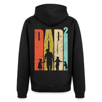 Dad hoch 2 Vater zweifacher Papa Hund Bullterrier - Unisex Premium Bio Zip Hoodie - Schwarz - Hinten - Nico (187cm)