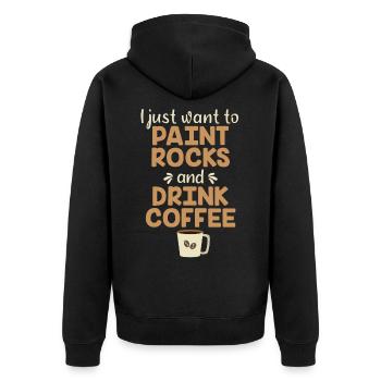 i just want to paint rocks and drink coffee - Unisex Premium Bio Zip Hoodie - Schwarz - Hinten - Nico (187cm)