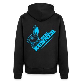 Véritable lapin drôle de coureur pour les jours de course. - Veste à capuche bio Premium Unisexe - noir - Dos - Nico (187cm)