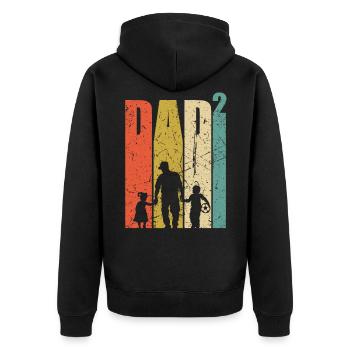 Dad hoch 2 Vater zweifacher Papa Fußball Geschenk - Unisex Premium Bio Zip Hoodie - Schwarz - Hinten - Nico (187cm)