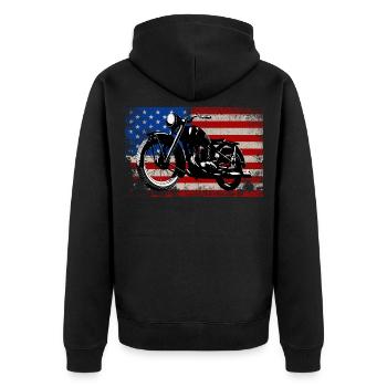 USA Drapeau vieille moto idées cadeaux motards - Veste à capuche bio Premium Unisexe - noir - Dos - Nico (187cm)