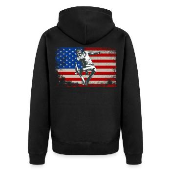 USA drapeau patineur cadeau amérique skateboard - Veste à capuche bio Premium Unisexe - noir - Dos - Nico (187cm)