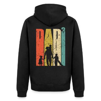 Dad to the power of 3 father triple dad skater gift - Unisex Premium Organic Zip Hoodie - black - Back - Nico (187cm)