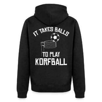 Citation d'humour adulte: il faut des balles pour jouer au korfball - Veste à capuche bio Premium Unisexe - noir - Dos - Nico (187cm)