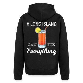 Lustiger Mixologist Cocktail Long Island Eistee - Unisex Premium Bio Zip Hoodie - Schwarz - Hinten - Nico (187cm)