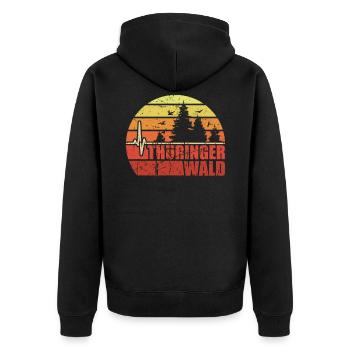 Thüringer Wald wandern Geschenke für Wanderer - Unisex Premium Bio Zip Hoodie - Schwarz - Hinten - Nico (187cm)