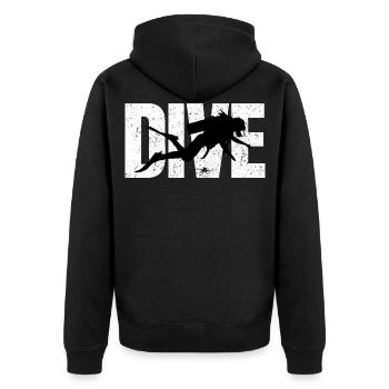 Dive Taucher Typografie Tauchen Geschenk - Unisex Premium Bio Zip Hoodie - Schwarz - Hinten - Nico (187cm)