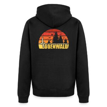 Odenwald wandern Geschenk Herzschlag Odenwald - Unisex Premium Bio Zip Hoodie - Schwarz - Hinten - Nico (187cm)
