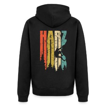 Harz klettern Geschenk Kletterer & Bergsteiger - Unisex Premium Bio Zip Hoodie - Schwarz - Hinten - Nico (187cm)