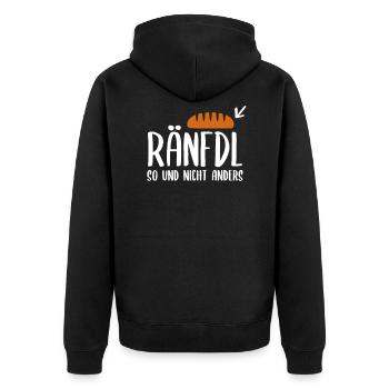 Ränfdl bread Saxon Saxony baker gift - Unisex Premium Organic Zip Hoodie - black - Back - Nico (187cm)