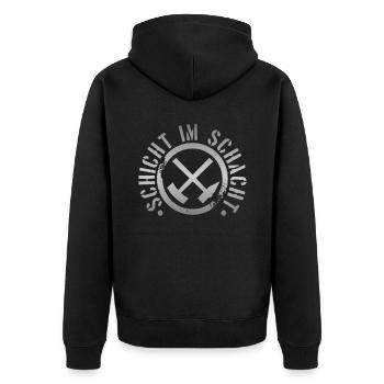 Ruhrpott Ruhrgebiet Schicht im Schacht Geschenk - Unisex Premium Bio Zip Hoodie - Schwarz - Hinten - Nico (187cm)