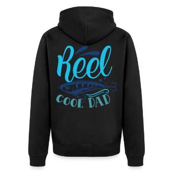 Reel Cool Dad Funny Cute Fishing Hobby Quote - Unisex Premium Organic Zip Hoodie - black - Back - Nico (187cm)