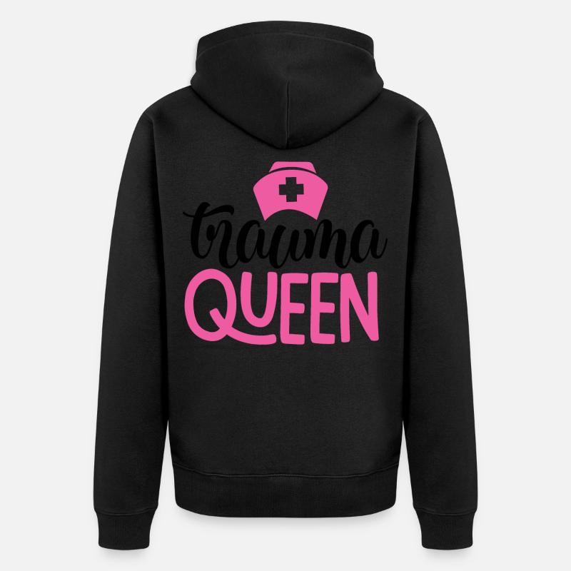 Slogan d'infirmière rose Trauma Queen - Veste à capuche bio Premium Unisexe - noir