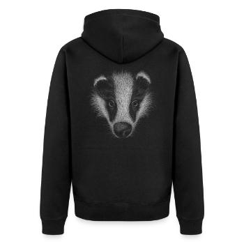 Wild-Tier Kritzel-Kunst Dachs Bleistift Zeichnung - Unisex Premium Bio Zip Hoodie - Schwarz - Hinten - Nico (187cm)