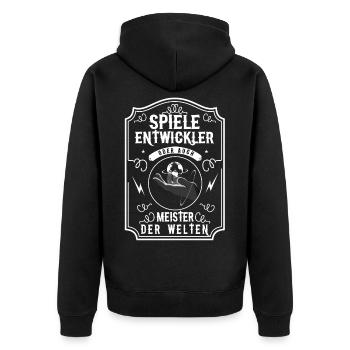 Spieleentwickler Meister der Welten Game Dev - Unisex Premium Bio Zip Hoodie - Schwarz - Hinten - Nico (187cm)