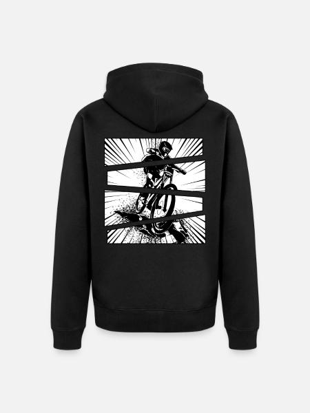 Bicycle sport mountain biker offroad split - Unisex Premium Organic Zip Hoodie - black