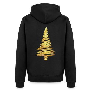 Golden Christmas Tree Christmas Xmas - Unisex Premium Organic Zip Hoodie - black - Back - Nico (187cm)