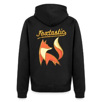 Foxtastic - Fantastic fox Funny foxes - Unisex Premium Organic Zip Hoodie - black - Back - Nico (187cm)