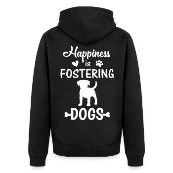 Happiness Is Fostering Dogs Grafik - Unisex Premium Bio Zip Hoodie - Schwarz - Hinten - Nico (187cm)