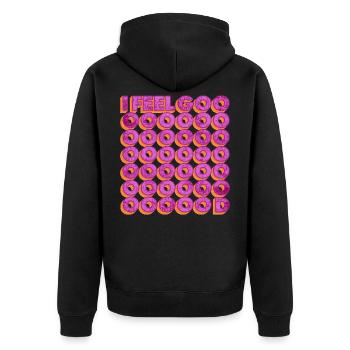 Je me sens bien | Bonne humeur bonne idée cadeau - Veste à capuche bio Premium Unisexe - noir - Dos - Nico (187cm)