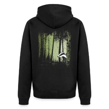 blaireau effronté dans l'illustration de la forêt crépusculaire - Veste à capuche bio Premium Unisexe - noir - Dos - Nico (187cm)