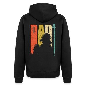 Dad high 4 firefighter fire brigade dad 4 children - Unisex Premium Organic Zip Hoodie - black - Back - Nico (187cm)