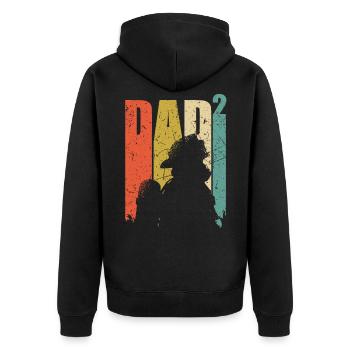 Dad to the power of 2 firefighter fire department dad of two - Unisex Premium Organic Zip Hoodie - black - Back - Nico (187cm)