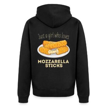 juste une fille qui aime les bâtons de mozzarella - Veste à capuche bio Premium Unisexe - noir - Dos - Nico (187cm)