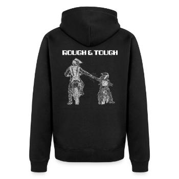 Motocross Vater und Sohn Hart und Taff Skizze - Unisex Premium Bio Zip Hoodie - Schwarz - Hinten - Nico (187cm)