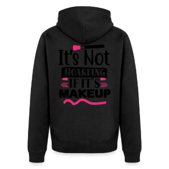 Es hortet nicht, wenn Make-up lustig ist - Unisex Premium Bio Zip Hoodie - Schwarz - Hinten - Nico (187cm)