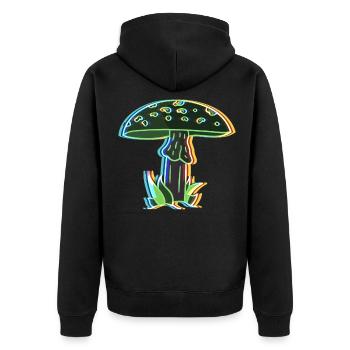 Surreal Magical Mushrooms Goth Punk Amanita - Unisex Premium Organic Zip Hoodie - black - Back - Nico (187cm)