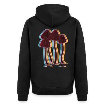 Surreal Magical Mushrooms Goth Punk Hallimasch - Unisex Premium Organic Zip Hoodie - black - Back - Nico (187cm)