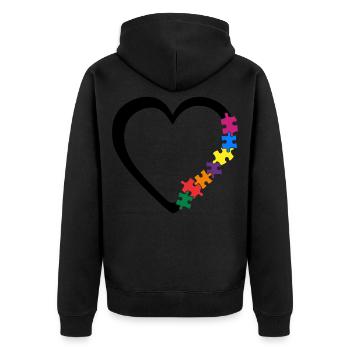 Sensibilisation à l’autisme Coeur Pièces de puzzle colorées - Veste à capuche bio Premium Unisexe - noir - Dos - Nico (187cm)