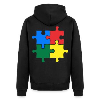 Autism Awareness Puzzle Colorful - Unisex Premium Organic Zip Hoodie - black - Back - Nico (187cm)