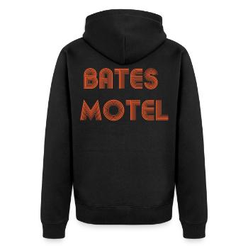 Bates-Motel - Unisex Premium Bio Zip Hoodie - Schwarz - Hinten - Nico (187cm)