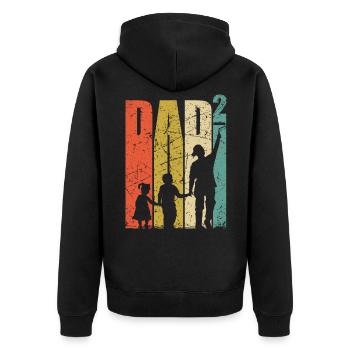 Dad to the power of two father of two dads gift painter - Unisex Premium Organic Zip Hoodie - black - Back - Nico (187cm)