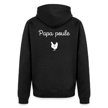 PAPA POULE idée cadeau accessoires et t shirt - Veste à capuche bio Premium Unisexe - noir - Dos - Nico (187cm)