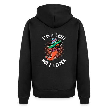 Funny chilli sayings Spicy chilli gift - Unisex Premium Organic Zip Hoodie - black - Back - Nico (187cm)