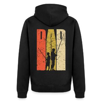 Cadeau de pêcheur de pêche à la pêche papa et fils - Veste à capuche bio Premium Unisexe - noir - Dos - Nico (187cm)