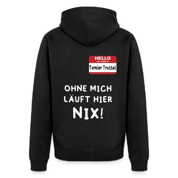 Turnier Trottel Reiten Pferd Pferde Geschenk - Unisex Premium Bio Zip Hoodie - Schwarz - Hinten - Nico (187cm)