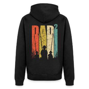 Vater 2 Kinder zweifacher Papa Angler Geschenk - Unisex Premium Bio Zip Hoodie - Schwarz - Hinten - Nico (187cm)