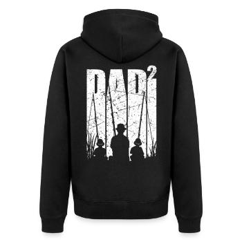 Papa 2 enfants cadeau de pêche double papa - Veste à capuche bio Premium Unisexe - noir - Dos - Nico (187cm)