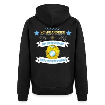 scaphandrier légende idée cadeau et tshirt - Veste à capuche bio Premium Unisexe - noir - Dos - Nico (187cm)