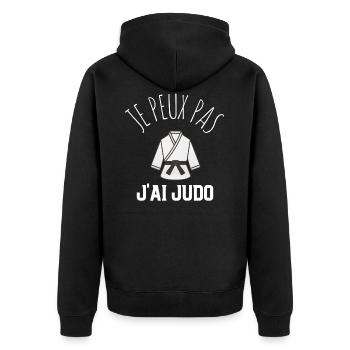 JE PEUX PAS JAI JUDO idée cadeau et tshirt - Veste à capuche bio Premium Unisexe - noir - Dos - Nico (187cm)