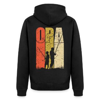 Opa und Enkel Angler Geschenke Angeln Opa - Unisex Premium Bio Zip Hoodie - Schwarz - Hinten - Nico (187cm)