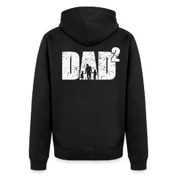 zweifacher Papa Vater zwei Kinder Vatertag - Unisex Premium Bio Zip Hoodie - Schwarz - Hinten - Nico (187cm)