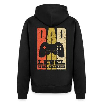 Gamer Dad Schwangerschaft Papa Geschenk - Unisex Premium Bio Zip Hoodie - Schwarz - Hinten - Nico (187cm)