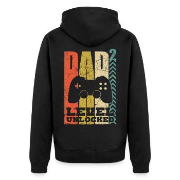Gamer dad high 2 dad two kids gaming father - Unisex Premium Organic Zip Hoodie - black - Back - Nico (187cm)
