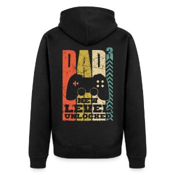 triple dad gamer dad 3 kids retro gamer - Unisex Premium Organic Zip Hoodie - black - Back - Nico (187cm)