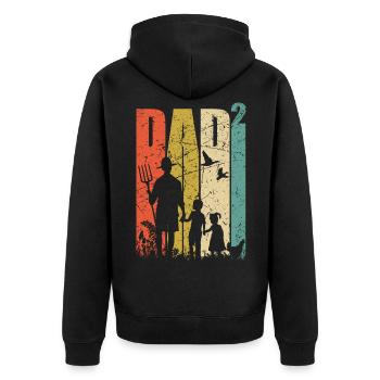 Papa fermier de deux enfants Cadeau fermier - Veste à capuche bio Premium Unisexe - noir - Dos - Nico (187cm)